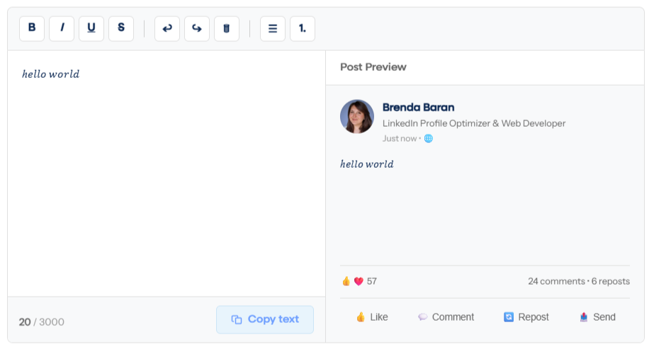 LinkedIn Text Formatter
